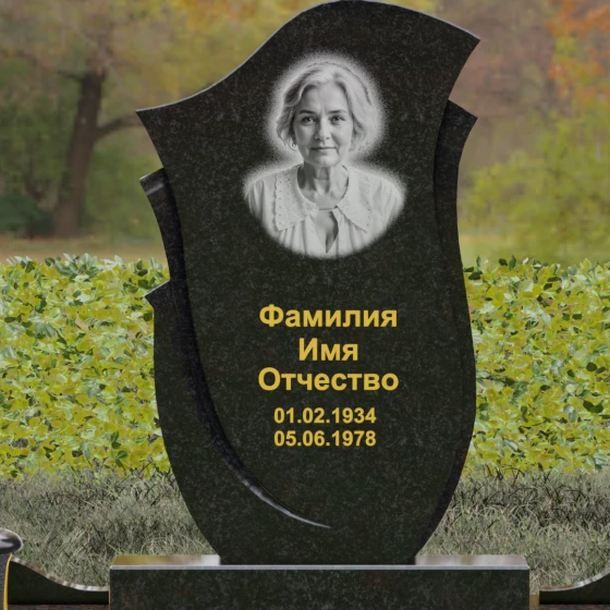 Вертикальная стела с резьбой «Крыло», гранит Габбро-диабаз