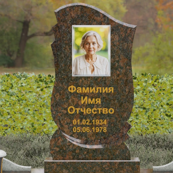 Вертикальный Гранитный памятник для одного в Альметьевске, гранит Дымовский