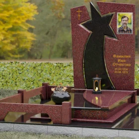 Православный комбинированный памятник с крестом - П183