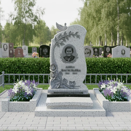 Элитный вертикальный памятник в Казани, гранит Мансуровский