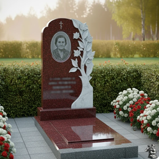 Православный гранитный памятник «Древо Жизни» с крестом, гранит Лезниковский