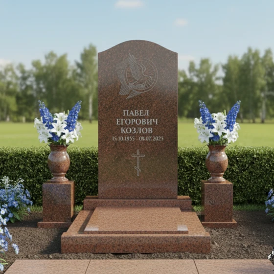 Памятник с парящим голубем и аркой, гранит Дымовский, в Краснодаре