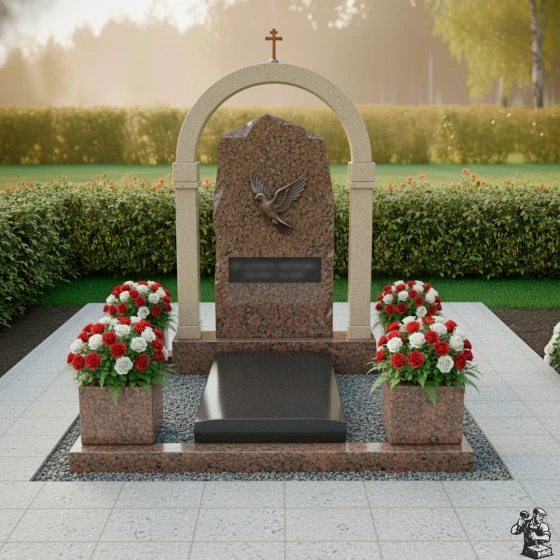 Элитный Гранитный памятник вертикальный в Перми, гранит Лезниковский