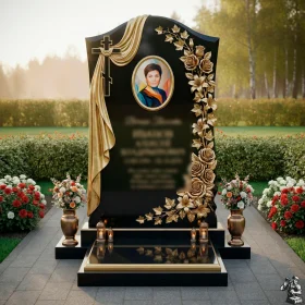 Элитный православный вертикальный гранитный памятник - ПН142