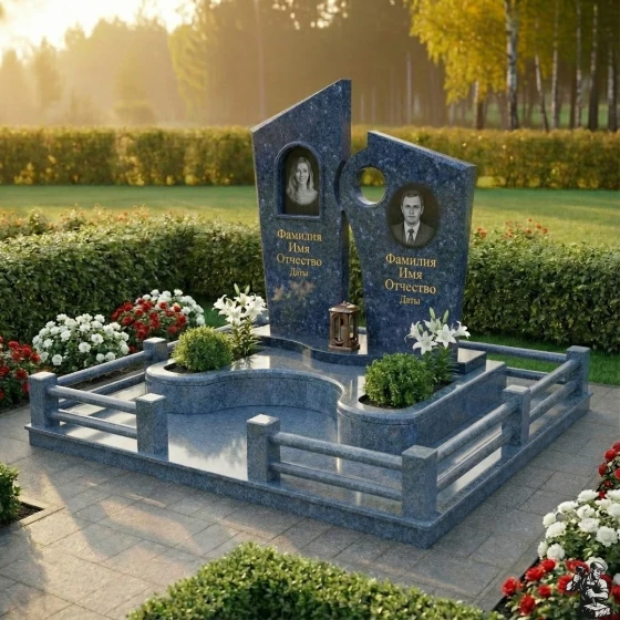 Элитный вертикальный гранитный памятник в Воронеже, гранит Блю Перл