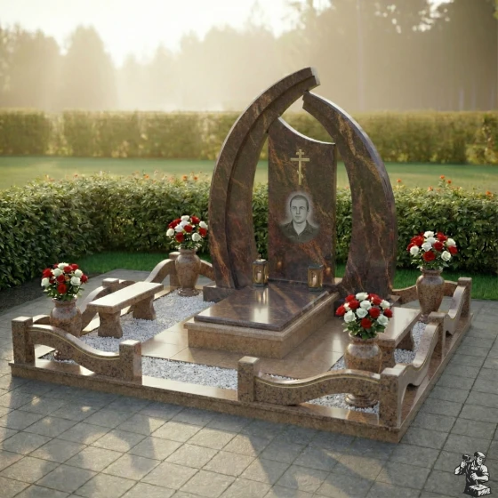 Элитный православный памятник из гранита в Оренбурге, гранит Дымовский