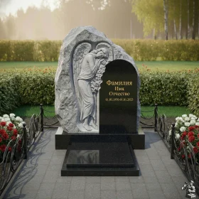 Элитный вертикальный памятник из дымовского гранита - ПН167