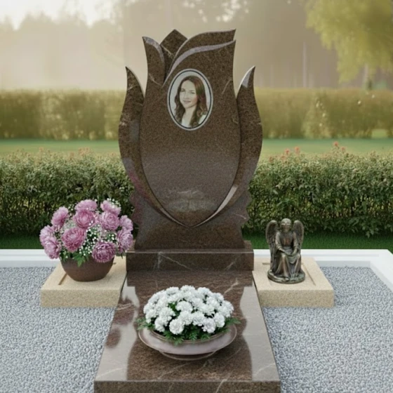 Гранитный светский памятник для одного в Салехарде, гранит Дымовский
