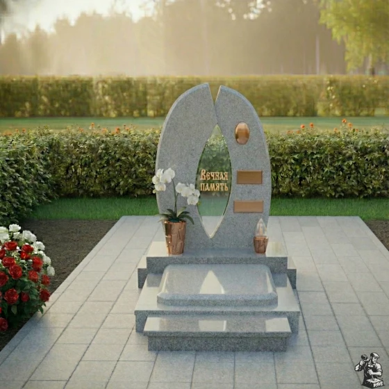 Элитный памятник из гранита и стекла в Казани, гранит Мансуровский