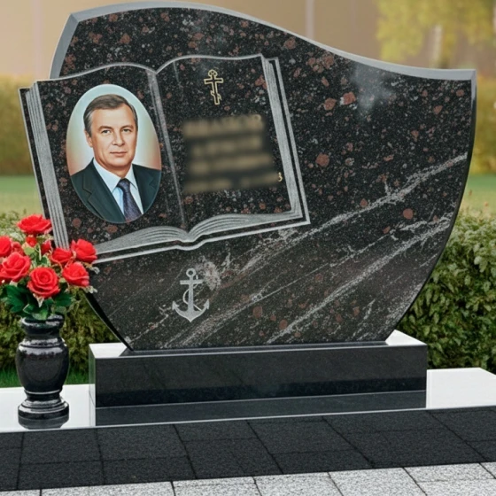 Гранитный мемориальный комплекс на двоих в Тюмени, гранит амфиболит