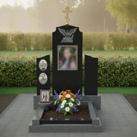 Гранитный памятник для одного с крестом - ПН324