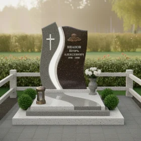 Комбинированный памятник для одного с крестом - ПН351