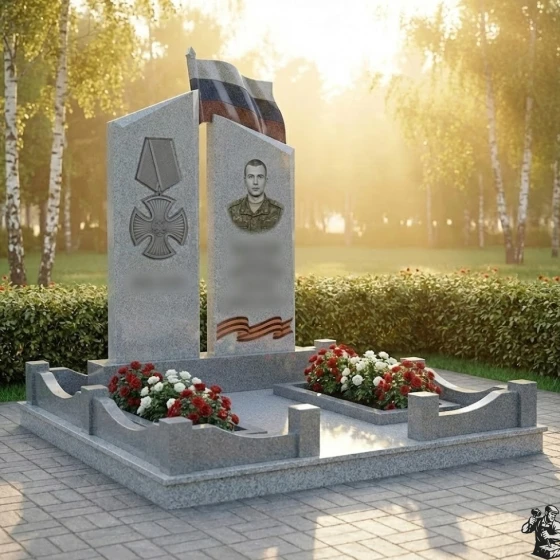 Светский Гранитный памятник для одного в Перми, гранит Мансуровский