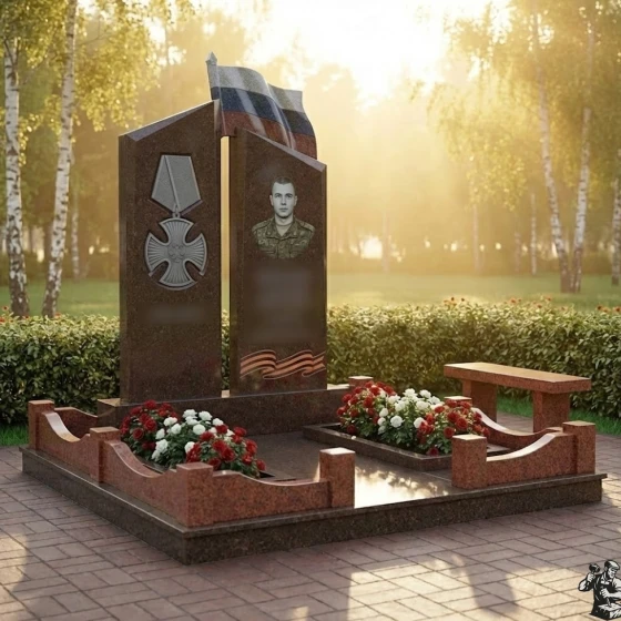 Светский Гранитный памятник для одного в Перми, гранит Дымовский