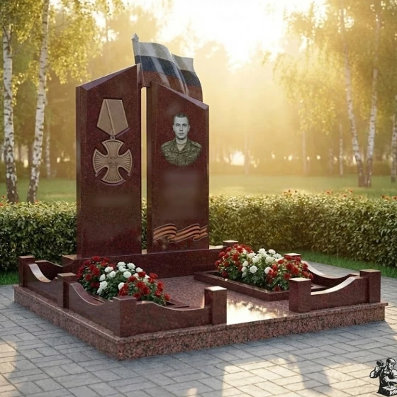 Светский Гранитный памятник для одного в Перми, гранит Лезниковский