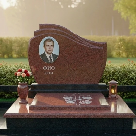 Элитный памятник с крестом в Казани, гранит Лезниковский