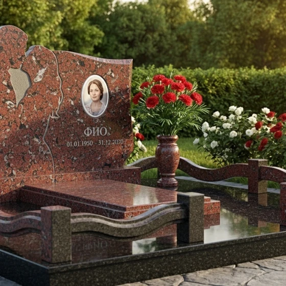 Элитный светский вертикальный гранитный памятник в Екатеринбурге, гранит Лезниковский
