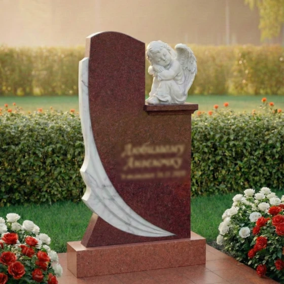 Гранитный вертикальный памятник для комплекса в Саратове, гранит Лезниковский