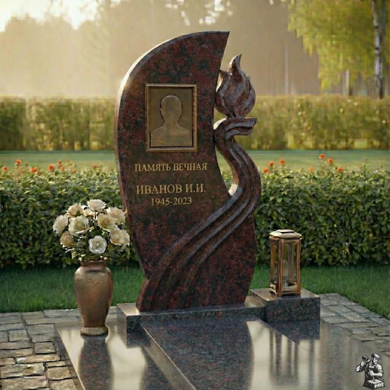 Комбинированный вертикальный памятник в Перми, гранит амфиболит