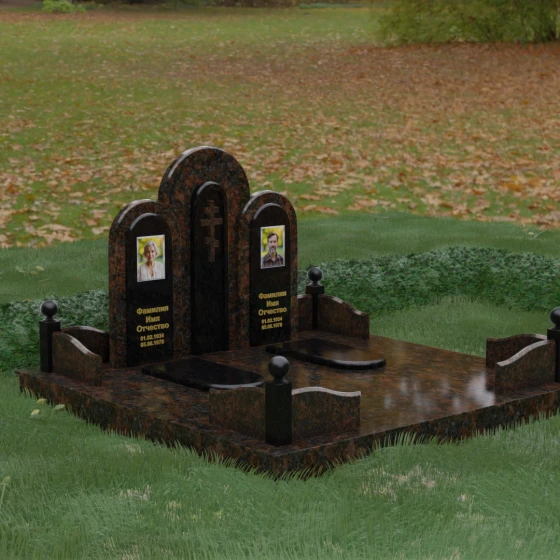 Вертикальный православный памятник с крестом в Перми, гранит Дымовский