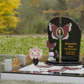 Гранитный вертикальный памятник светского стиля - П238