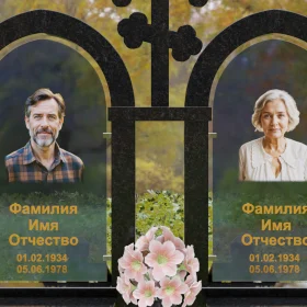 Православный памятник с крестом, комбинированный - П244