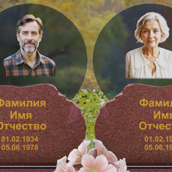 Памятник на могилу для двоих светский в Набережных Челнах, гранит Лезниковский