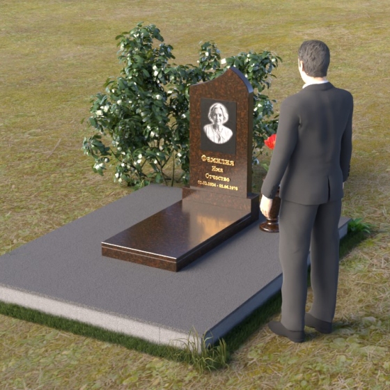 Памятник-стела с закругленным верхом из гранита