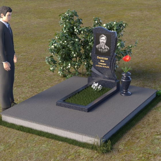 Элегантный вертикальный гранитный памятник — волна