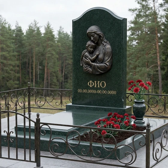 Памятник из бронзы с арочным верхом со скорбящей матерью