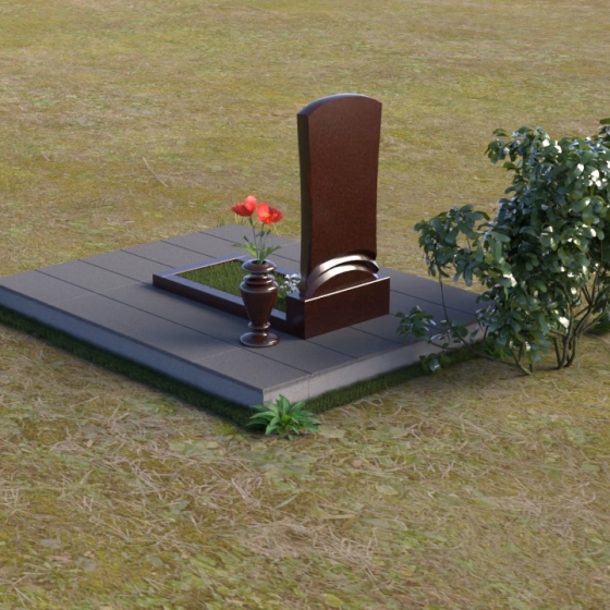 Памятник — волна с изгибом из гранита, гранит Лезниковский, вид 4
