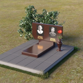 Горизонтальный памятник из гранита с изящным дизайном - ПГ019