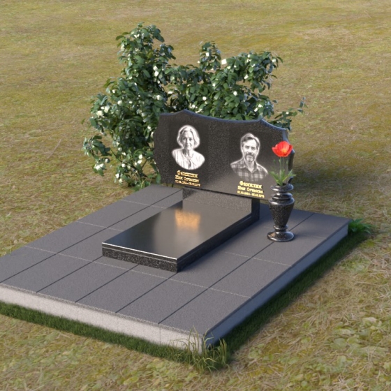 Надгробие с волнистым верхом из гранита, гранит Габбро-диабаз