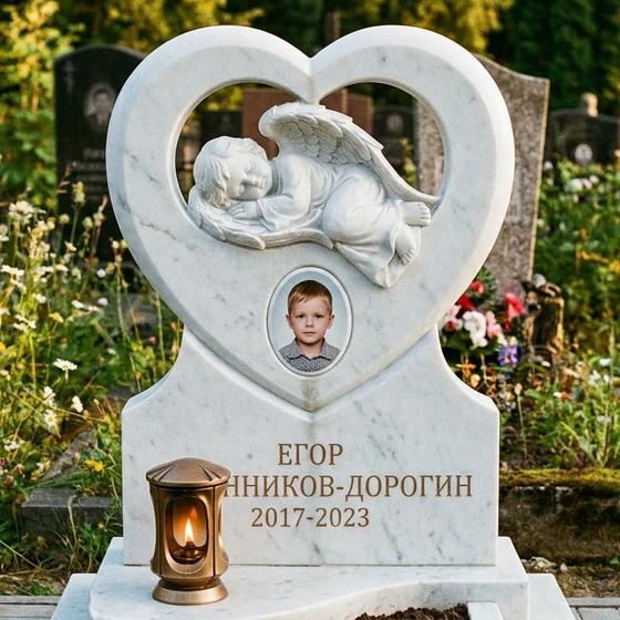 Детский памятник в форме сердца