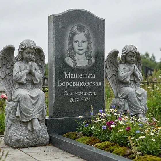 Детский памятник с двумя ангелами
