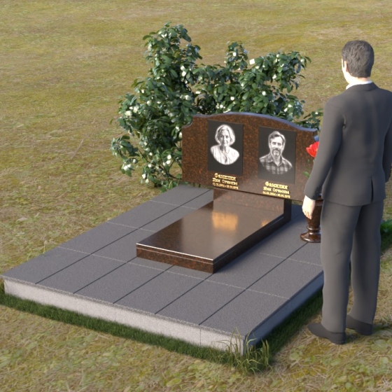 Горизонтальное надгробие из блю перл гранита в Перми
