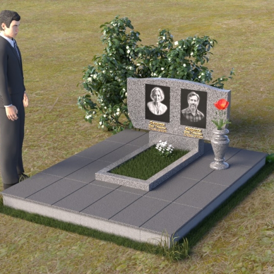 Гранитный памятник горизонтальный на одного/двух в Набережных Челнах