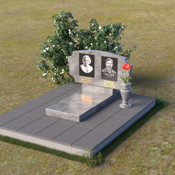 Гранитный или мраморный горизонтальный памятник для 1 — 2 человек в Перми, мрамор Тассос