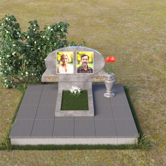 Памятник горизонтальный из гранита или мрамора для 1 или 2 мест в Перми, мрамор Тассос, вид 3