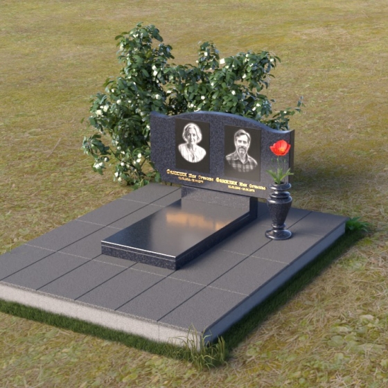 Горизонтальный памятник из гранита мансуровский в Казани, гранит Блю Перл