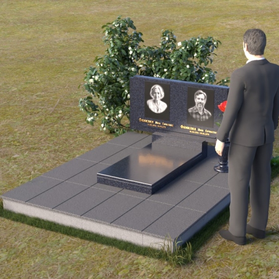 Памятник горизонтальный для двоих из лезниковского гранита в Набережных Челнах