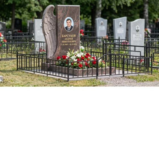 Мемориал с крылом ангела из дымовского гранита