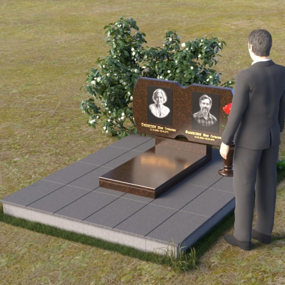Горизонтальный гранитный памятник для двоих в Нижнем Новгороде